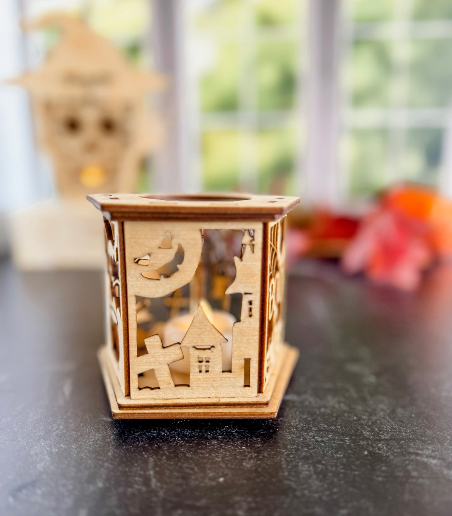 Haunted Scene Halloween Lantern Tea Light
