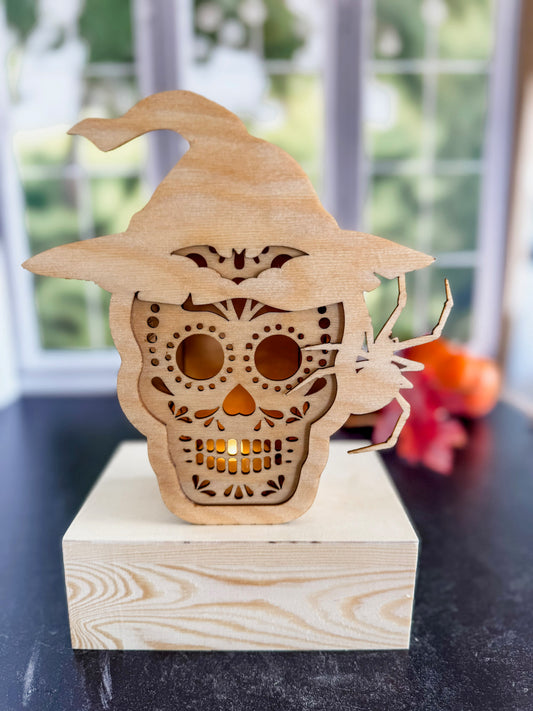 Witch Hat Skull Tea Light Holder