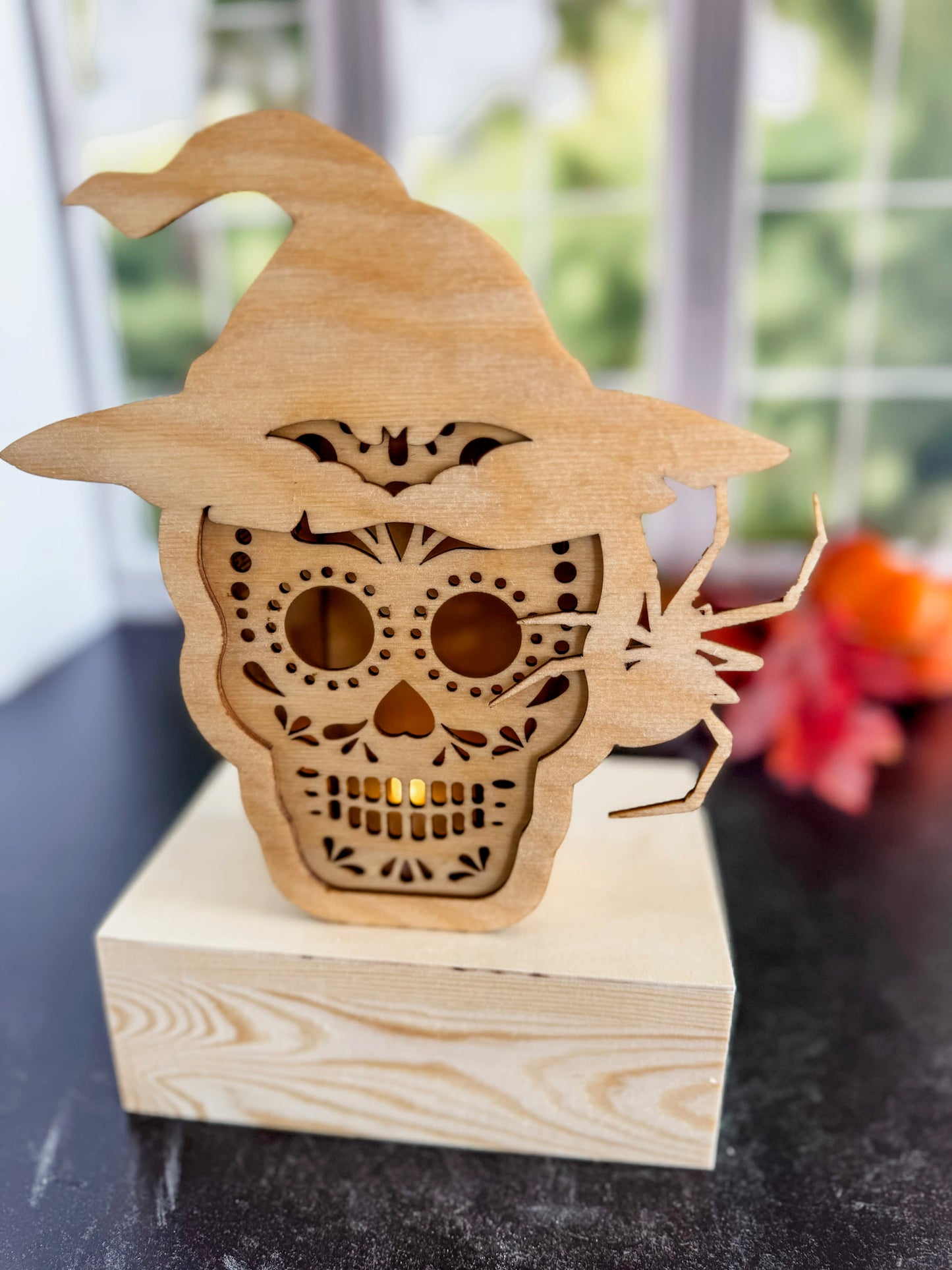 Witch Hat Skull Tea Light Holder