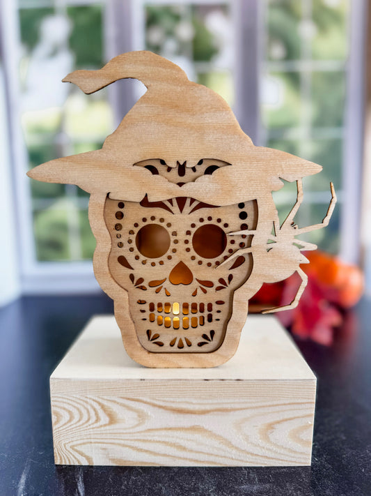 Witch Hat Skull Tea Light Holder