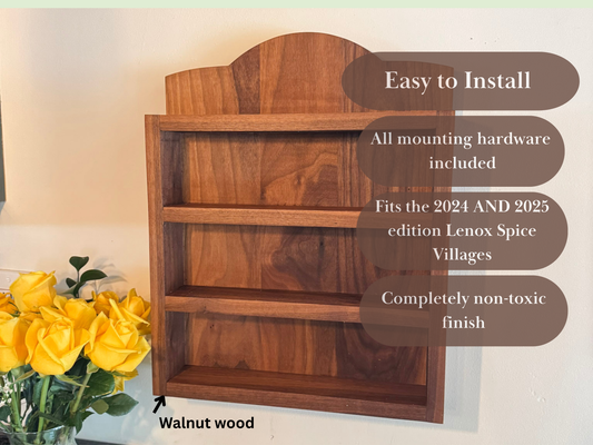 Lenox Village Spice Rack Shelf - Solid Hardwood