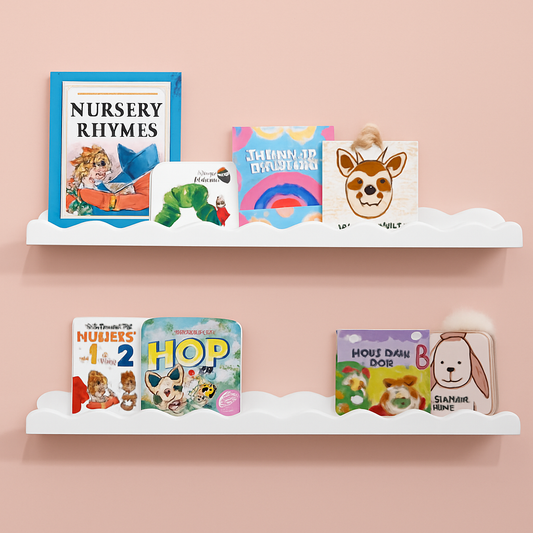 White Scalloped Kid's Floating Shelf