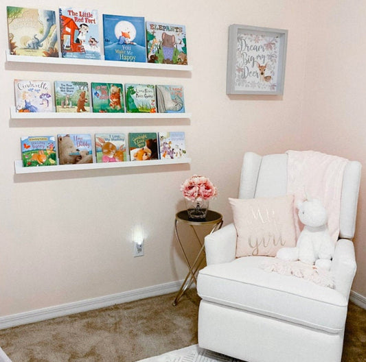 White Painted Nursery Photo & Book Shelf