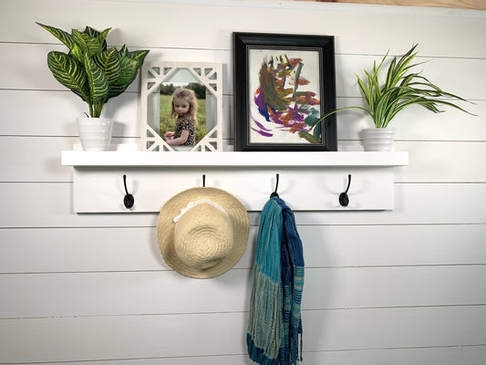 White Entryway & Mudroom Coat Rack