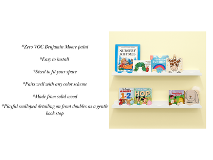 White Scalloped Kid's Floating Shelf
