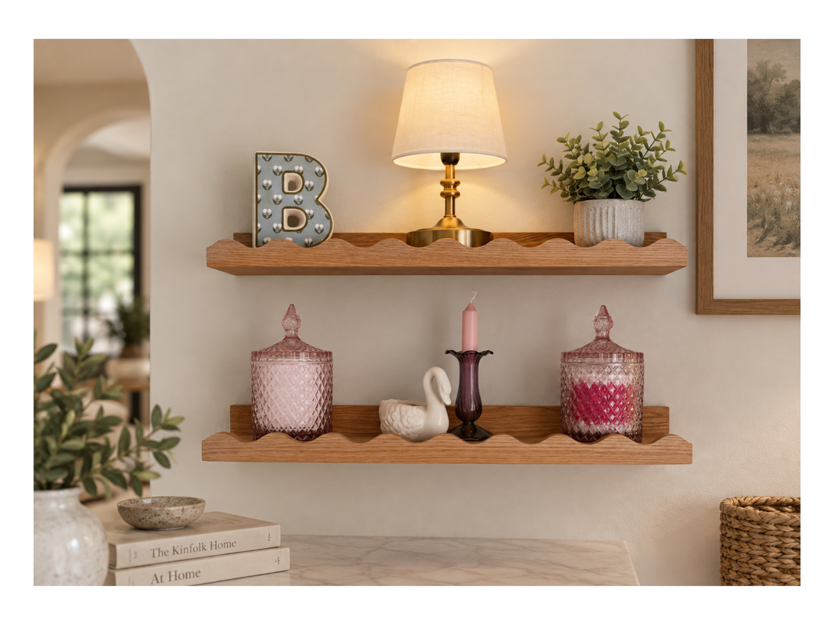 Scalloped Hardwood Picture Ledge Shelf