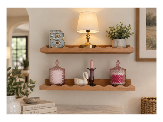 Scalloped Hardwood Picture Ledge Shelf