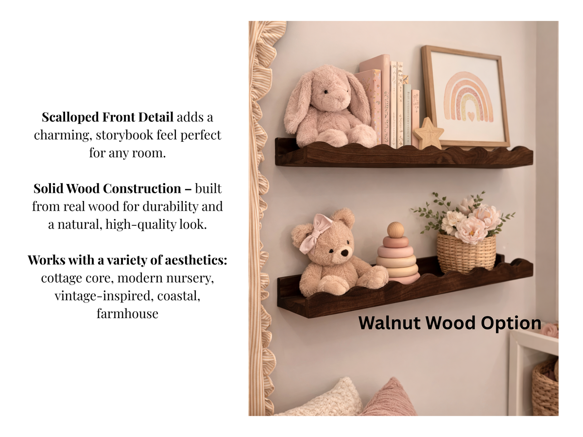Scalloped Hardwood Picture Ledge Shelf