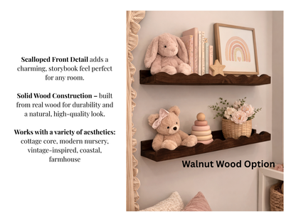 Scalloped Hardwood Picture Ledge Shelf