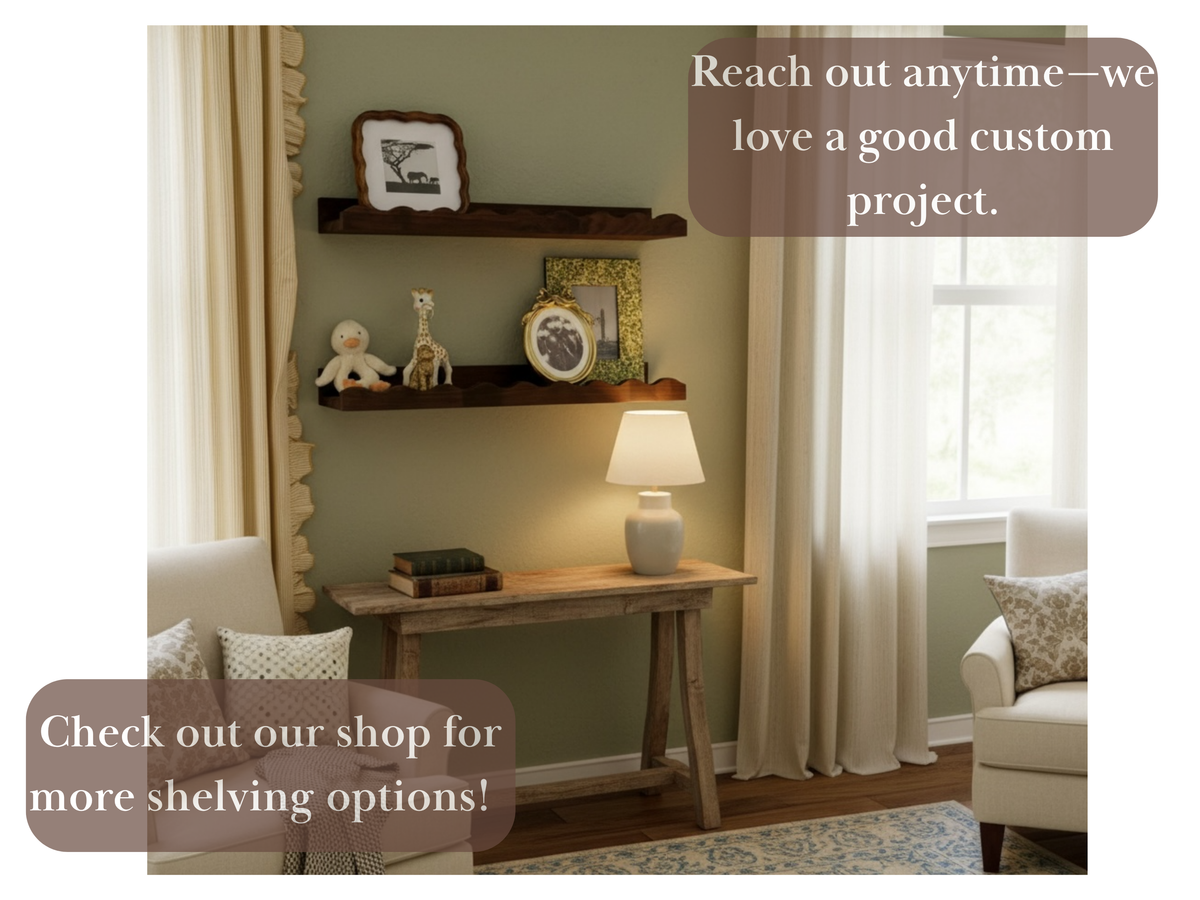 Scalloped Hardwood Picture Ledge Shelf