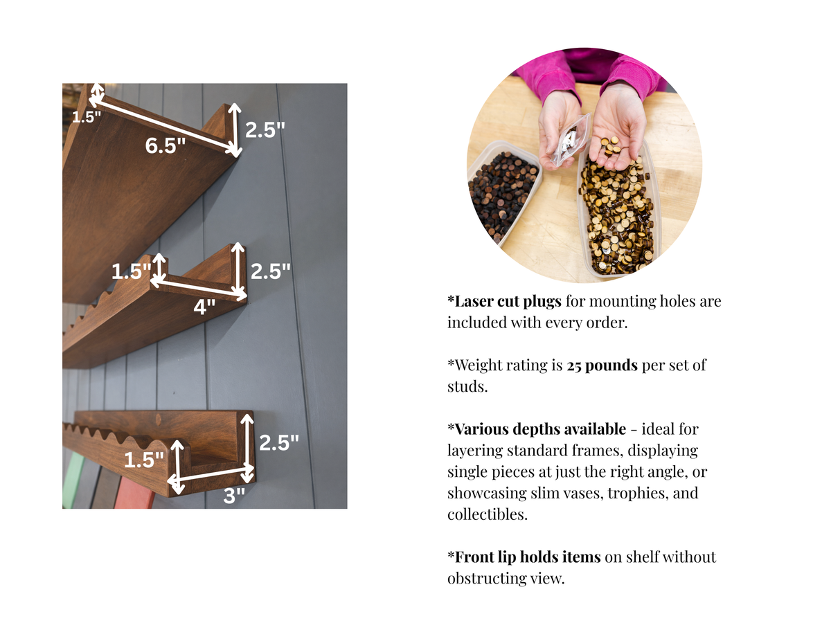 Scalloped Hardwood Picture Ledge Shelf