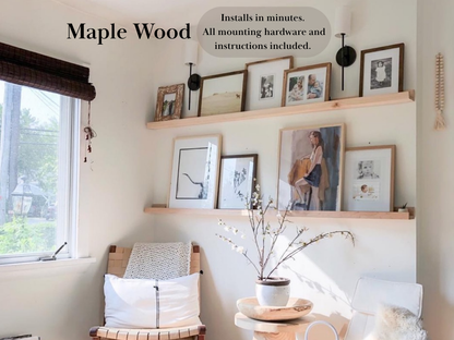 Solid Maple Floating Picture Ledge Shelf