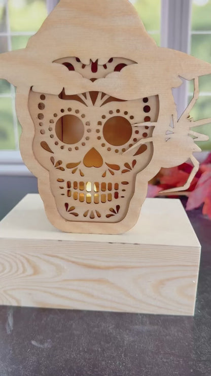 Witch Hat Skull Tea Light Holder