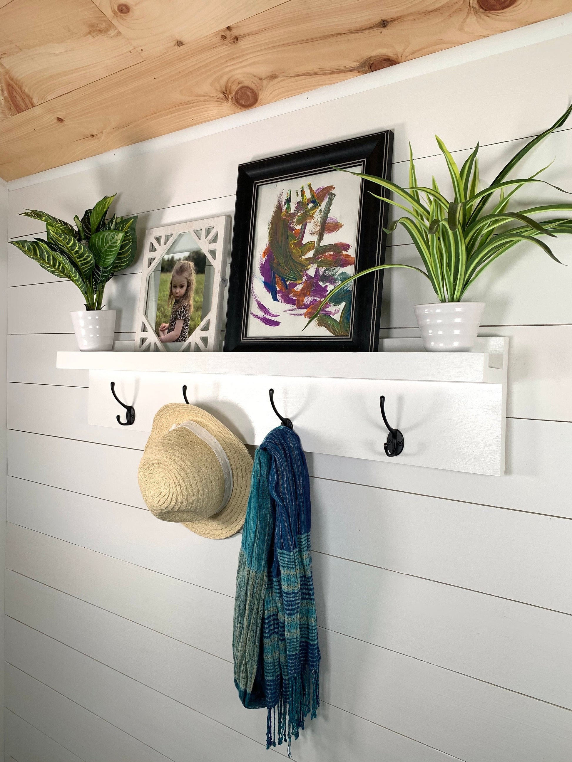 White Entryway Mudroom Coat Rack – Rowe Station Woodworks