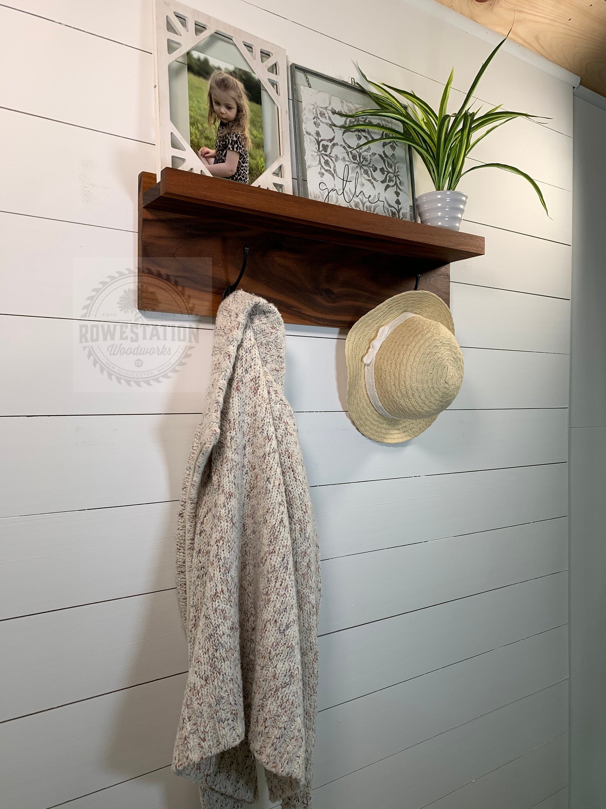 Walnut Entryway Mudroom Coat Rack – Rowe Station Woodworks